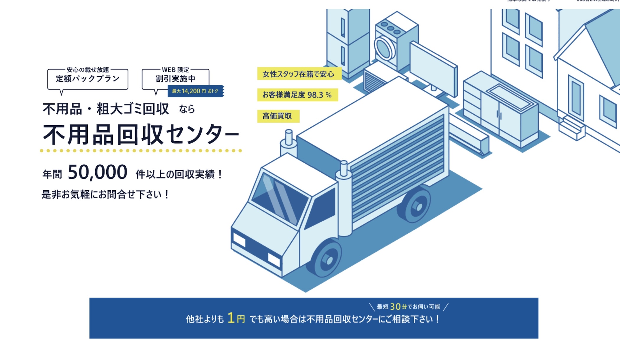 業界最安値のオンパレード！ゴミ屋敷片付け業者の広告